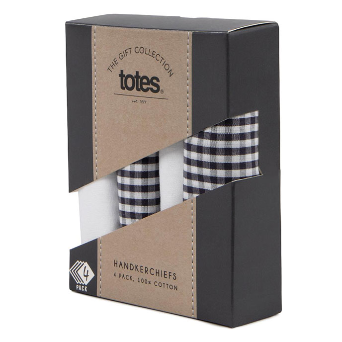 totes Mens Cotton Handkerchief Gift Set (4 Pack) Multi Extra Image 2